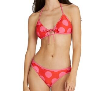 NEW KATE SPADE BIKINI RED PINK POLKA DOTS SZ LARGE